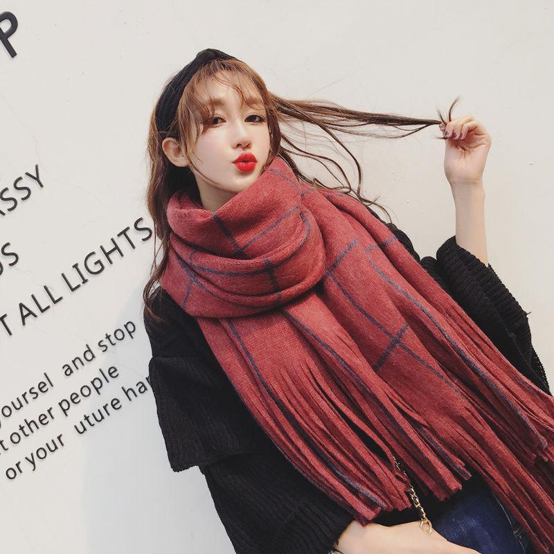 Womens Fall Winter Scarf Fashion Tassel Soft Warm Blanket Scarves Thick Soft Womens Shawl Wraps