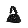 DIOR Bag [Customized Cosmetic Bag] Canvas Serenade Pearl Bow Sweet Cool Classic Romantic Elegant Nobility Black Semi-circle Velvet High-end Travel