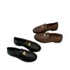 [Yushilai] Metal buckle retro loafers women's 2025 spring new soft-soled British-style temperament small leather shoes
