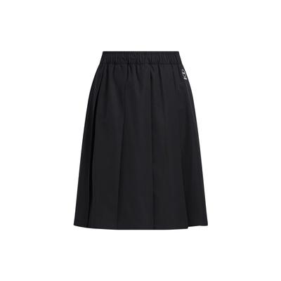 Neo Pure Color Logo Print Mid-Waist Casual Long Skirt Women Bottoms Black IA6722