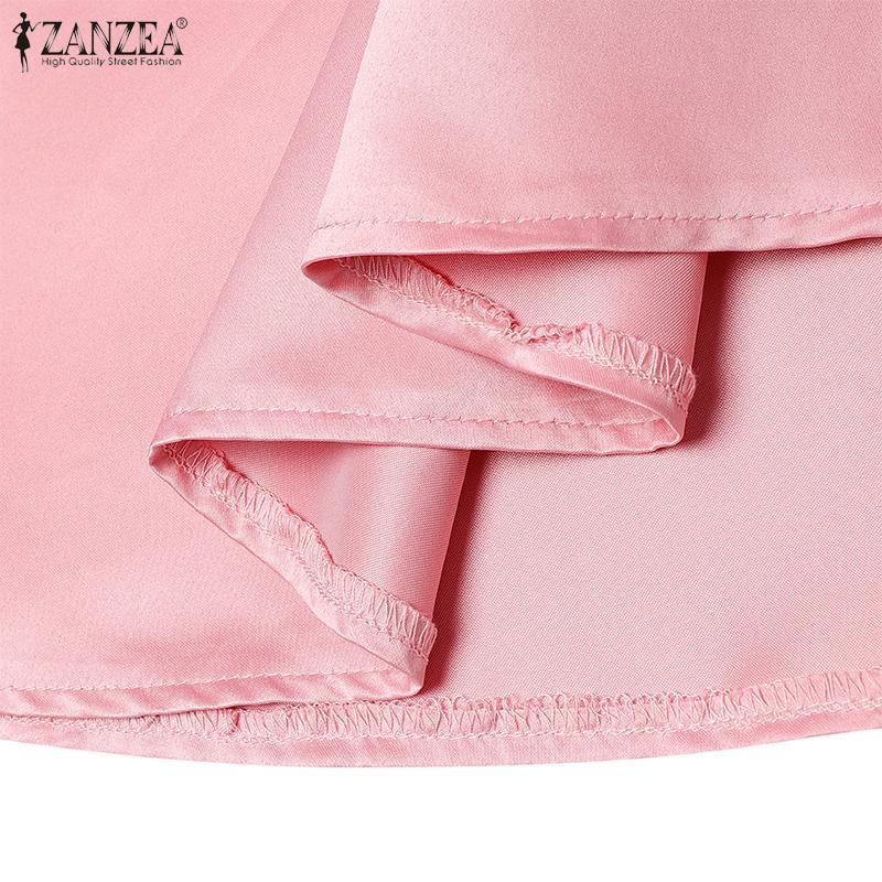 ZANZEA Vestido Casual de Mujer con Cuello Cuadrado, Manga Corta, Cola de Pez y Corte Slim