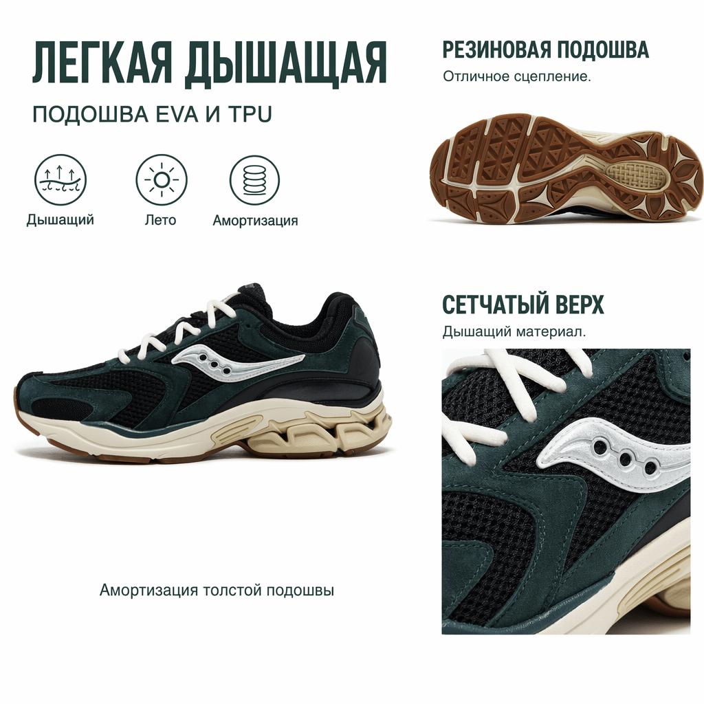 SAUCONY Grid Fusion Comfortable Soft Breathable Casual Running Shoes Unisex Running Shoes Black S79093-7