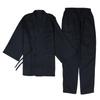 Men's Three-Quarter Sleeve Samue Kimono, Cotton and Linen, Japanese Style Pajama Set with Pockets, Perfect for Work or Loungewear, Summer Kimono (Blac
