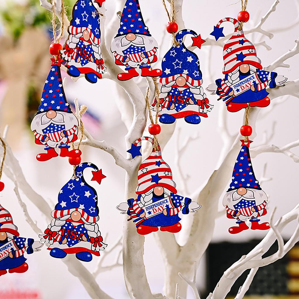 Independence Day Wooden Box Pendant Desktop Decoration Tree Hanging