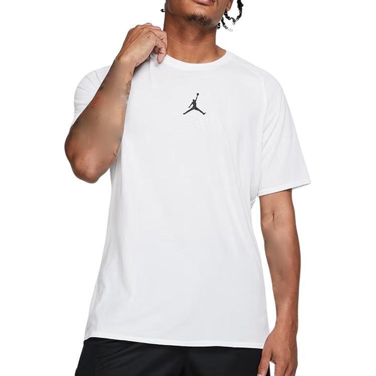 Jordan T Shirts Men's White Crew Neck Moderate Straight Fit 889714-102