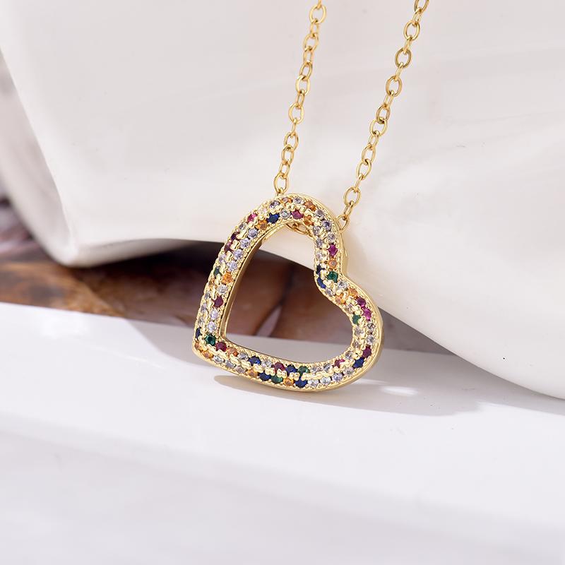 Fashion Heart Full Zinconia Pendant Charm Neklace For Women Stainless Steel Chain Choker Necklace Female Dainty Daily Jewelry