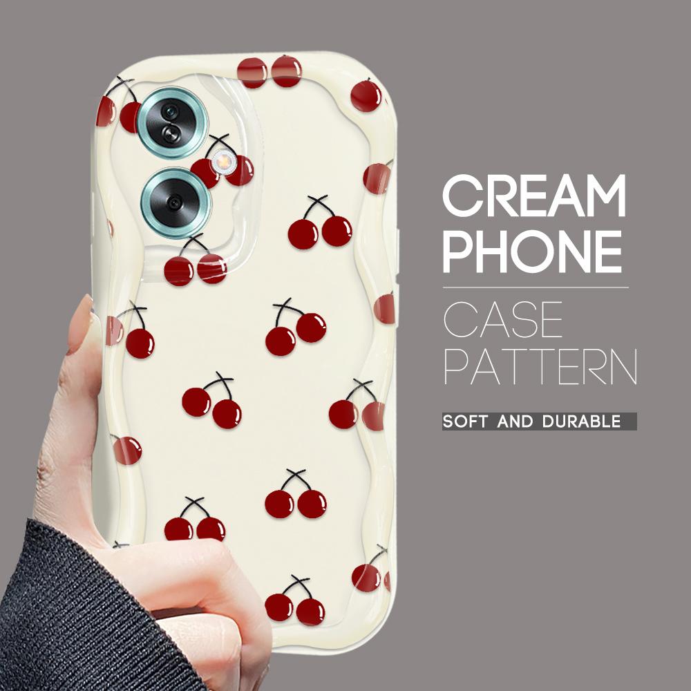 Cute Cartoon Pattern Cream Texture Casing Wavy Edge Soft Silicone Cover Phone Case for OPPO Reno Realme