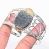 Natural Bumble Bee Jasper Gemstone 925 Sterling Silver Cuff Bangle Adj L9O68