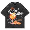 Baumwolle Vintage Gewaschen Aperol Spritz Club T-Shirt Mode MännerFrauen Ästhetisch Grafik Zitrone Cool Locker Säurewäsche T-Shirts Hemden