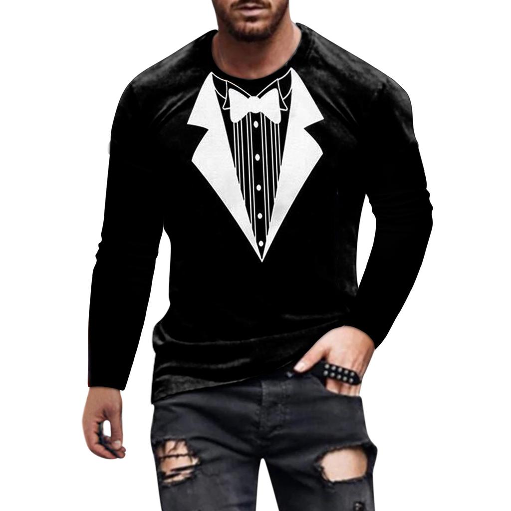 Dámské tričko s kulatým výstřihem, dlouhým rukávem a 3D potiskem