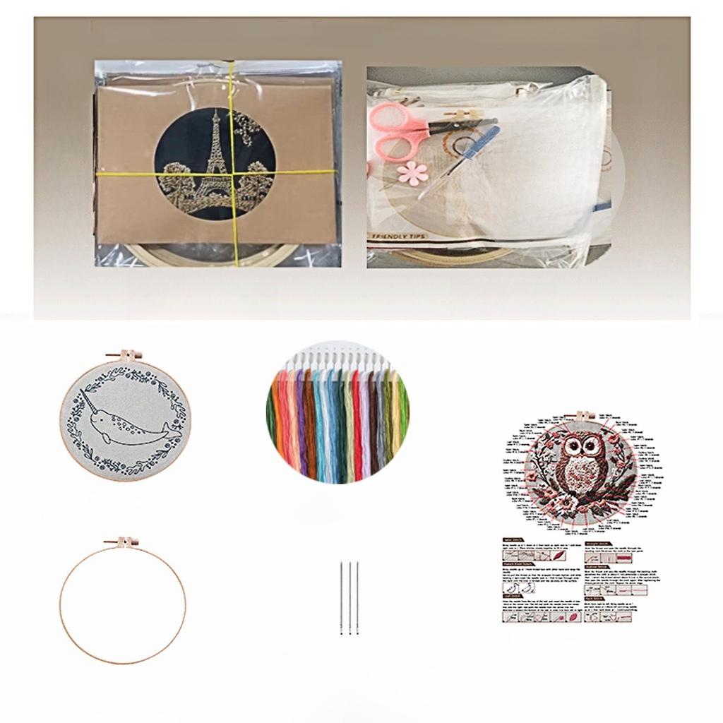 1 set Snowy Path and Snowman DIY Embroidery Material Kit, suitable for beginners, includes tools and stitch tutorial. Embroidery Fabric Material Kit