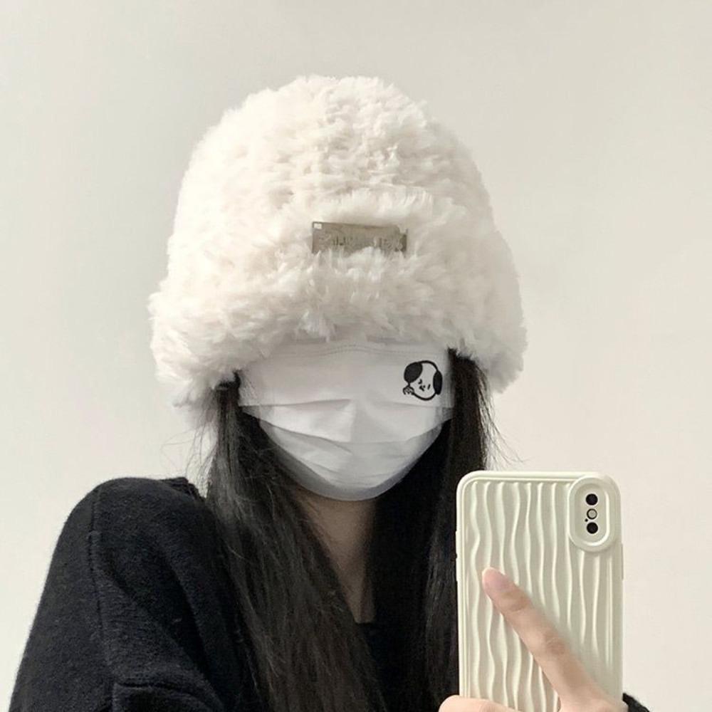 Winter Fluffy Fur Hat for Women Korean Fashion Soft Plush Hat Russia Outdoor Snow Coldproof Warm Benines Ear Protection Cold Cap