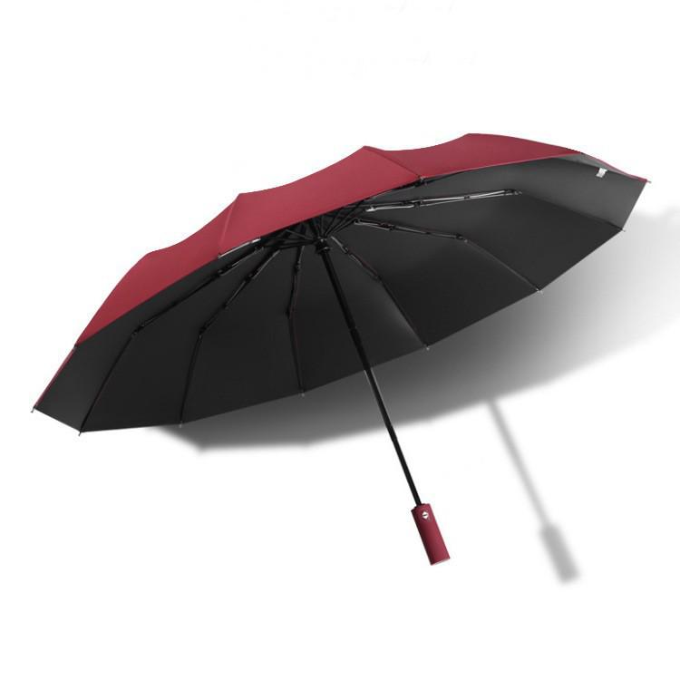Fully Automatic 10-Rib UV Protection Folding Umbrella - Black Glue Sunscreen for Rain or Shine