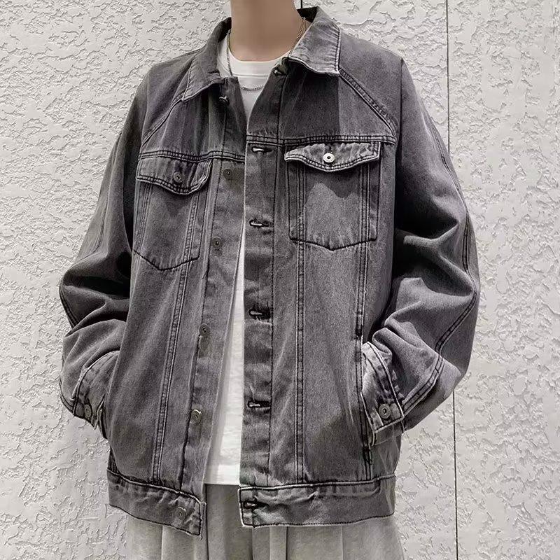 Men's Oversized Denim Jacket Casual Pocket Detail Button Down Streetwear Outerwear