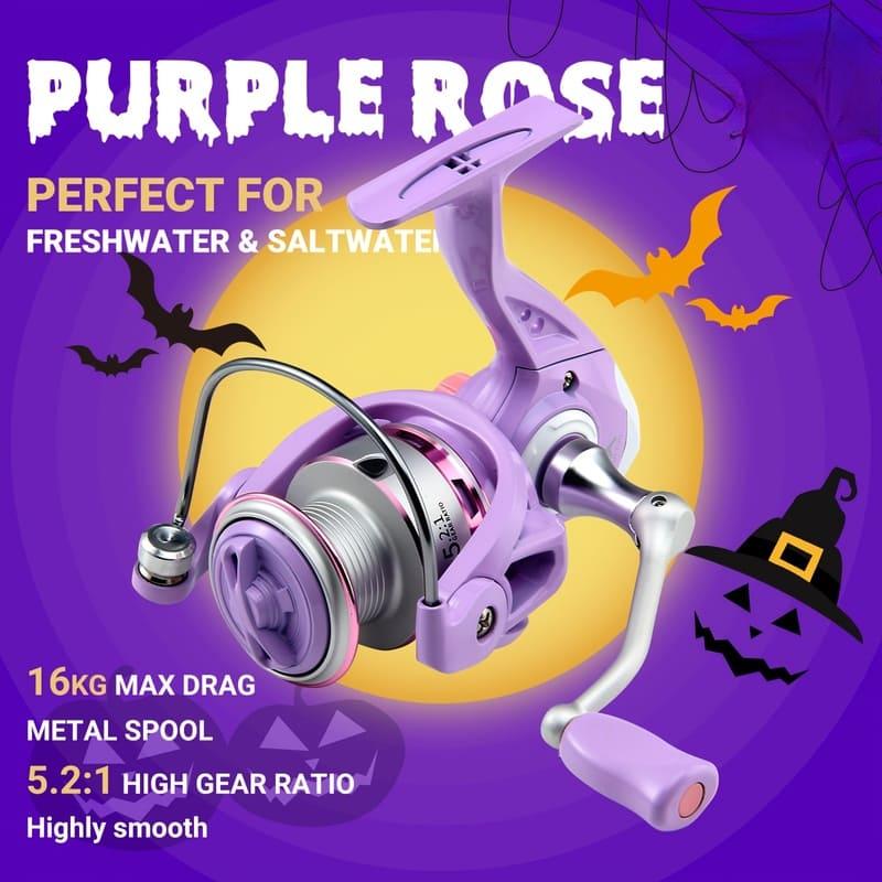 High Quality Purple Spinning Fishing Reel 1500-7000 Series Metal Spool and Stainless Steel Bearings Durable for Freshwater and Saltwater Fishing