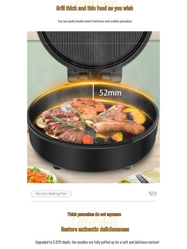 Electric Griddle: Multifunctional Double-Sided Heating Pancake Maker with Enlarged Deep Pan