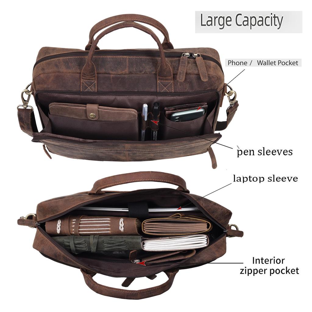 Full-Grain Leather Briefcase: Handmade Messenger Bag Personalized Vintage Gift Shoulder Bag
