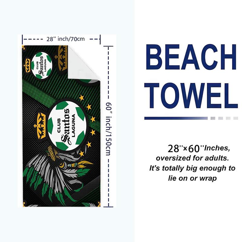 Santos Laguna Print Beach Towel, Large Soft Quick Dry Towel for Beach Camping Swimming