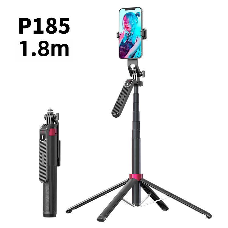 Stabilizzatore portatile P185: Quadripiede con fotocamera mobile in lega di alluminio e bastone per selfie Bluetooth con luce di riempimento