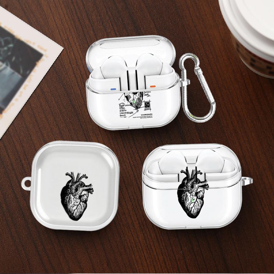 Clear Earphone Cases Cover With Hook Case For Samsung Galaxy Buds 4 Pro 2 4Pro Live 3Pro 3 FE 2Pro Creative Cardiovascular Model