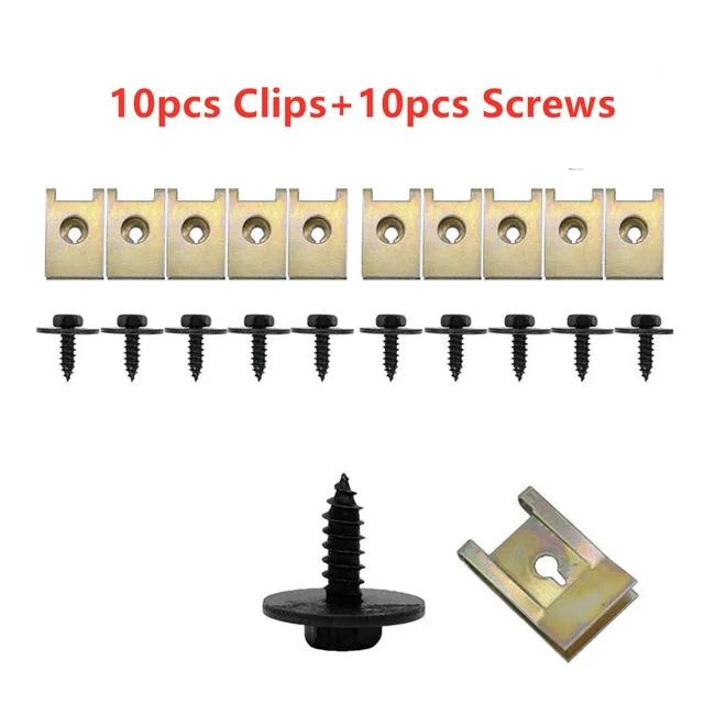 100/20Pcs Auto Chassis Engine Guard Metal Nut/Screw Washers U-shape Fastener Clip Car Fender Bumper Cross Head Screws For BMW
