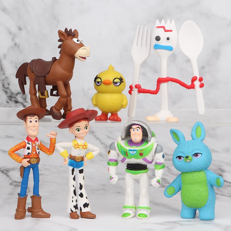 Toy Story Model Toys Buzz Woody Jess Forky Bunny Jessie Pvc Figurines 4-7cm Collectible