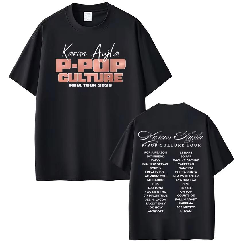 

Rapper Karan Aujla PPOP Culture Tour 2026 Graphic T Shirt Unisex Women Fashion Tee Casual pure Cotton Aesthetic Trendy Tshirts L