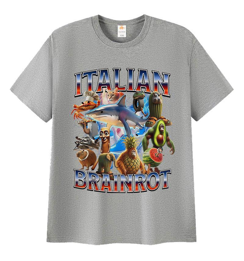 Zabawne włoskie memy o mózgu T-shirty Unisex Tralalero Tralala Tung Tung Tung Sahur Bombardiro Crocodilo Brr Brr Patapim T-shirty