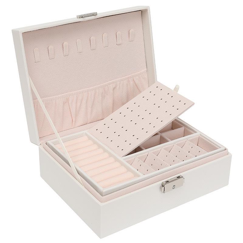 Double-Layer Lockable Jewelry and Ornaments Storage Box with Large Capacity