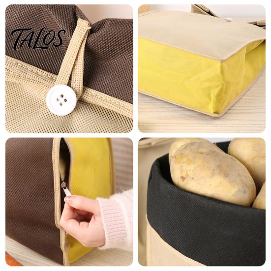 Vegetable Storage Bags Reusable Self Sealing Potato Onion Bags, Light Blocking Bag with Side Anti Sprouting Zipper, Non-woven Fabric Pantry Organizer