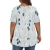 Tops femininos plus size, camisas de manga curta, gola em V, roupas casuais, estampas, tops