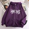 Women's Hooded Zip Up Loose Fit Long Sleeve Printed Butterfly Casual Cardigan Sweatshirt Jacket