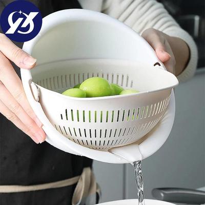 Kitchen Double Drain Basket Bowl Washing Storage Basket Strainers Bowls Drainer Vegetable Cleaning Colander Tool Household Acces