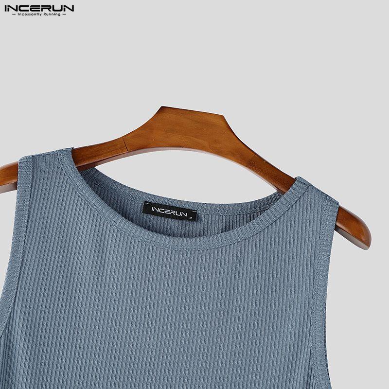INCERUN Summer Men Sleeveless Casual Sports Fitted Tank Tops Undershirts