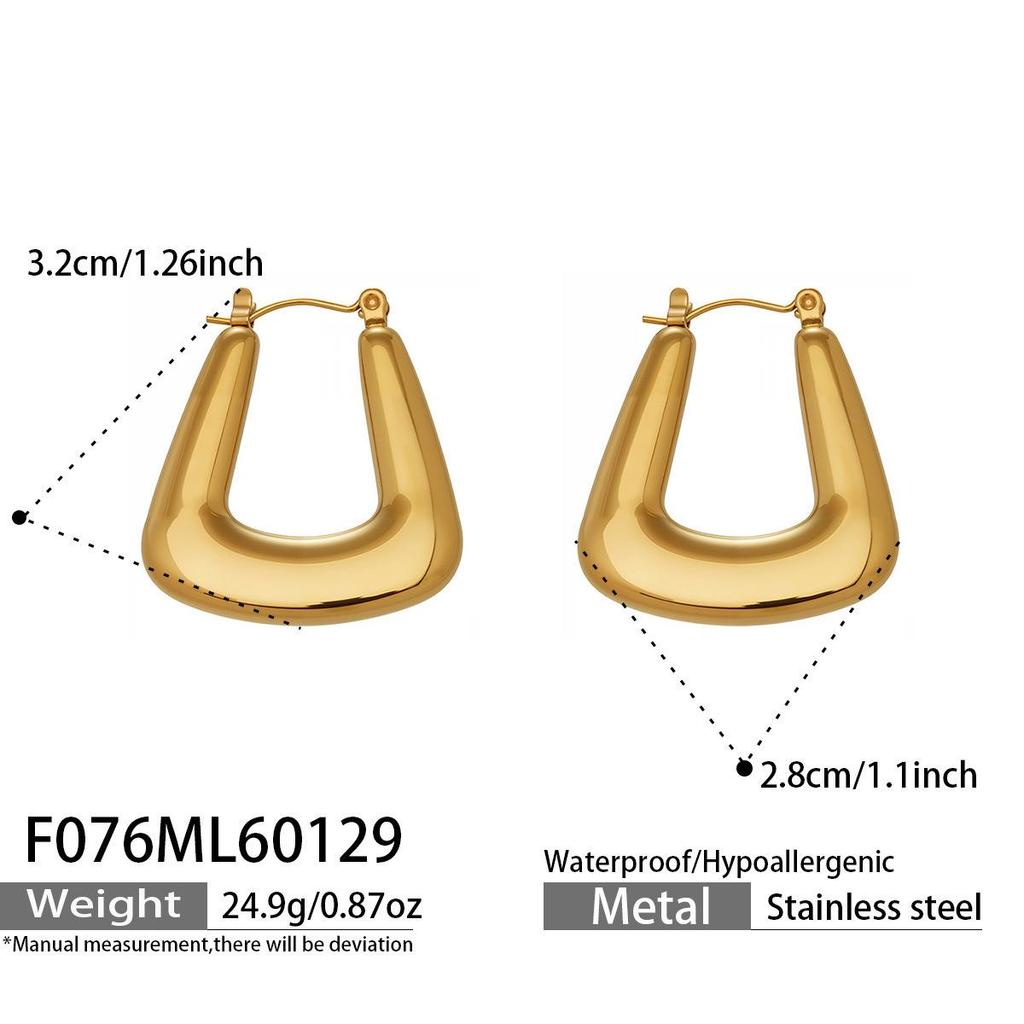 Chic Geometric Titanium Ear Hoops: European & American Cold Style Celebrity Earrings