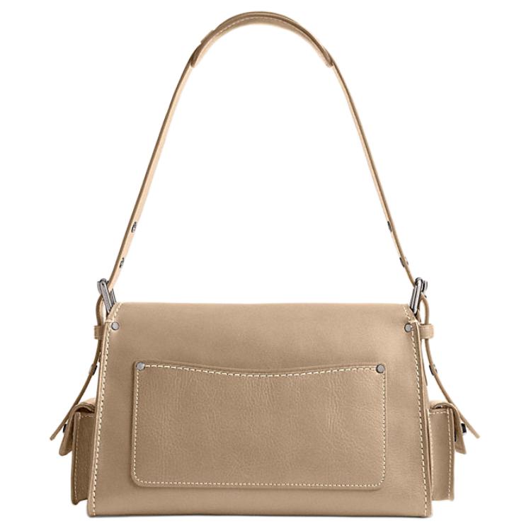 Coach Cargo Soft Tabby 26 Metal Logo Snap Closure Pebbled Leather Motorcycle Bag Women Shoulder Bag Khaki CU124-LHSBM