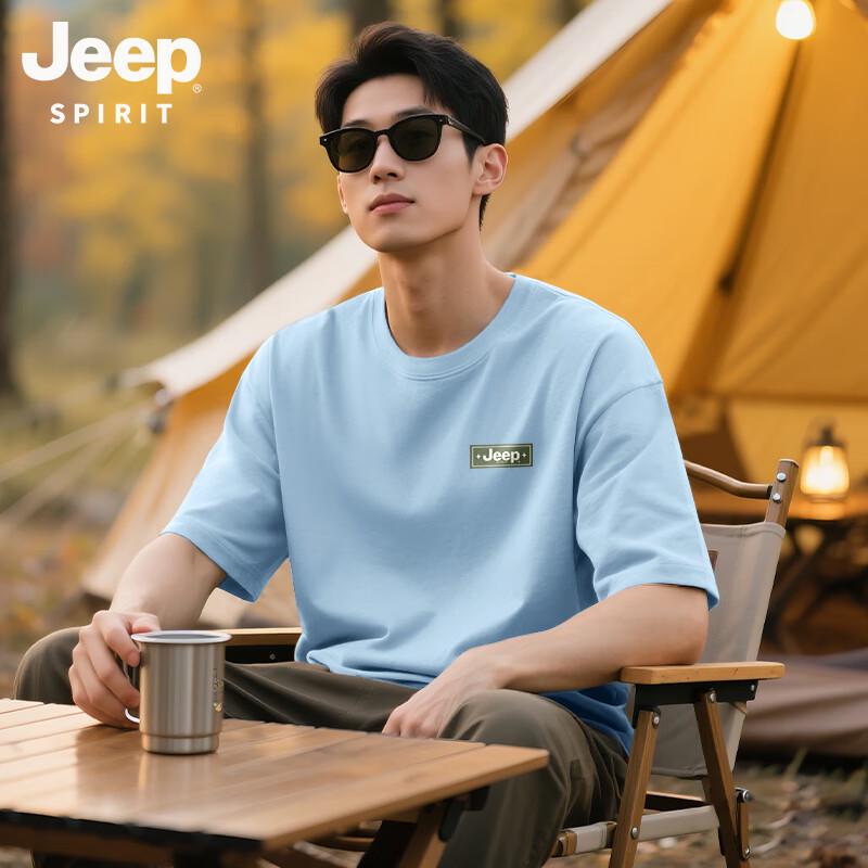 JEEP SPIRIT Men s Heavyweight Cotton Star Motif Graphic T-Shirt 3XL