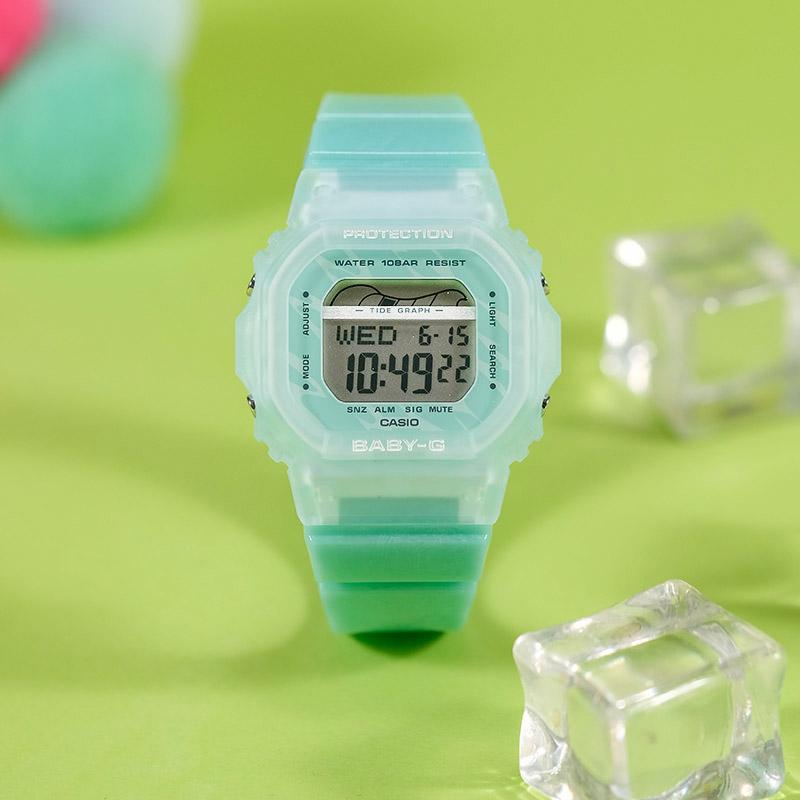 Casio BABY-G Series Classic Candy Square Contrast Color Tide Moon Phase Function Waterproof Quartz Movement Resin Strap Japanese and BLX-565S-2PR