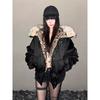 Amerikanische Harajuku Retro Jacke Herren Damen Einfache Plüsch Leopardendruck Jacke Locker Motorrad Hip Hop Jacke