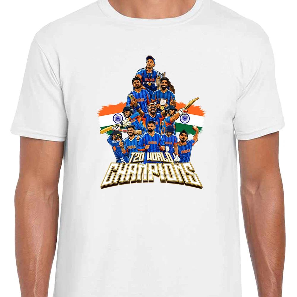 India Cricket World Champions 2026 White Adult Unisex T-Shirt Tee T20 Cricket 2XL