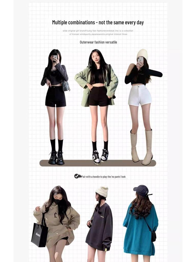 2025 New Spring/Autumn High Waist Women's Black Shorts - Hot Girl Tight Leggings Hot Pants