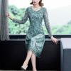 Autumn 2025: Elegant Embroidered Lace Dress with Round Neck