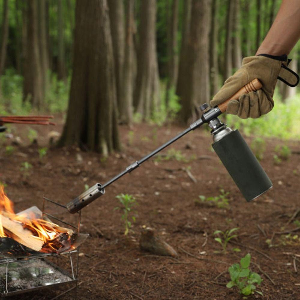 Removable Fuel Burner Lighter Timber Handle Flame Lighter Lengthened BBQ Igniter Fire Starting