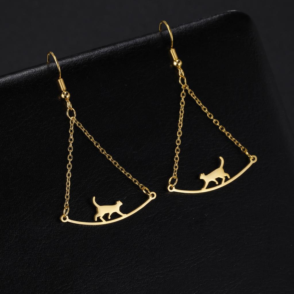 Cazador Cute Animal Cat Women's Earrings 2025 Trend Drop Earrings for Teens Girls Stainless Steel Jewelry Party Birthday Gift