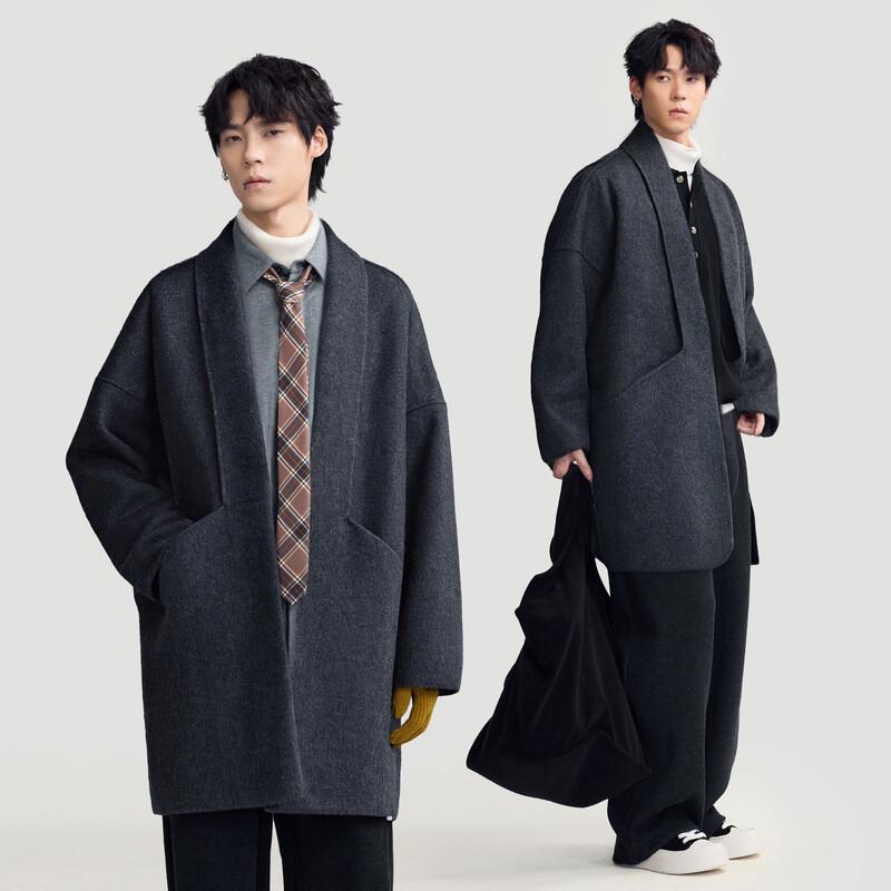 HERBEL Silk-Cashmere Blend Scarf Collar Wool Coat