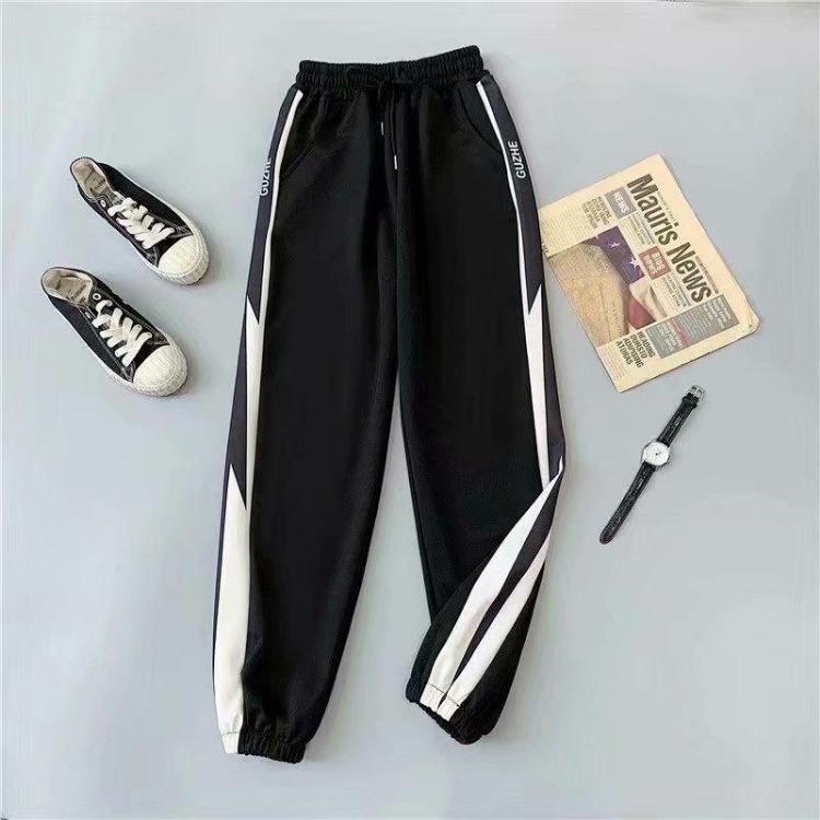 

Korean Version Loose Sweatpants Female Ins Students Thin Section Casual Pants Bundle Foot 5XL прохладный черный