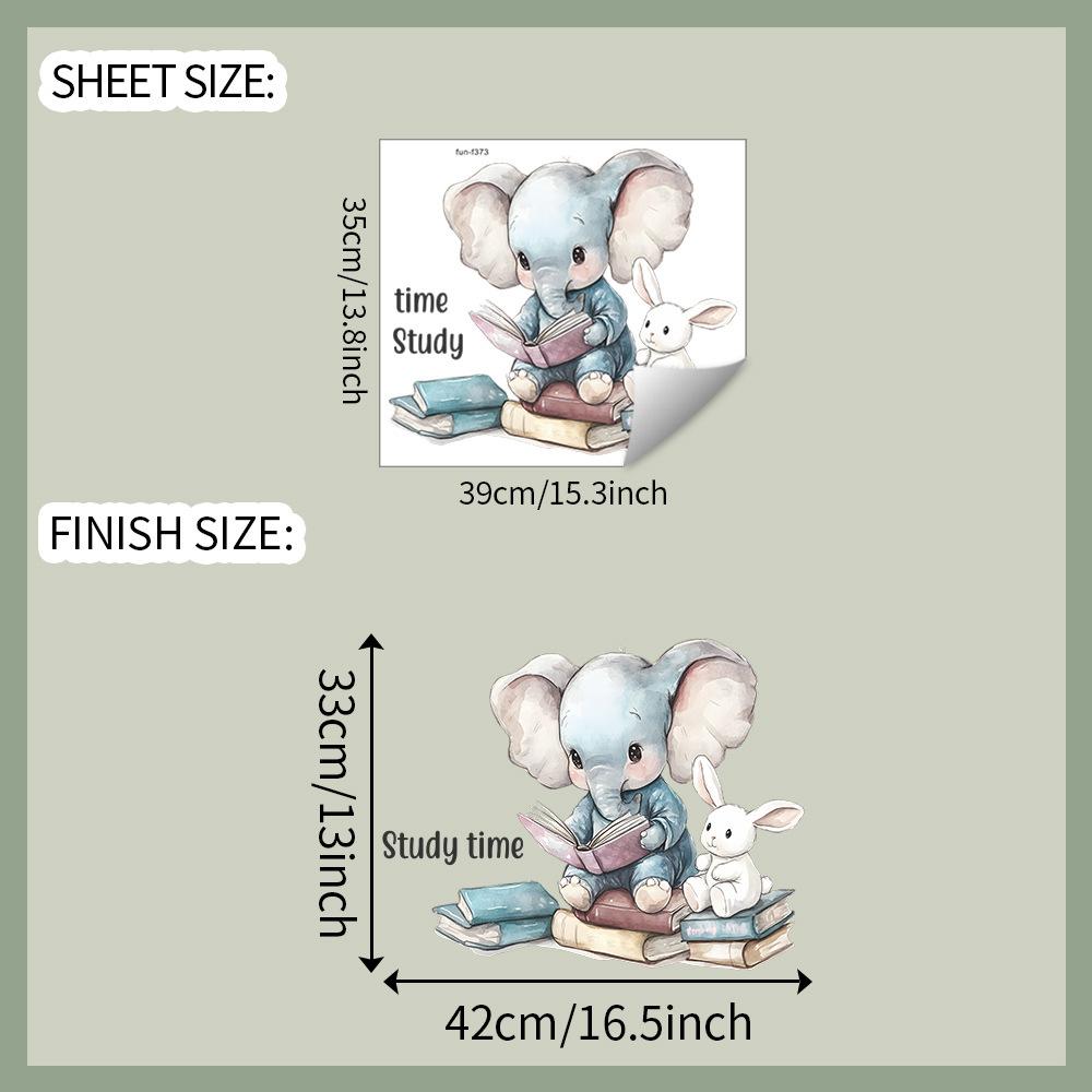 

Слон Маленький Кролик Учимся Читать Спальня Кабинет Дом Фон Украшение Наклейки на Стену