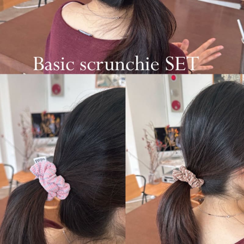 Unfold Basic Stripe Scrunchie SET