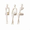 3 Pezzi Statuette Astratte Umane Sculture Moderne Sedute per Libreria,
