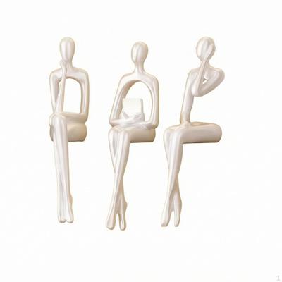 3 Piezas Figura Humana Abstracta Esculturas Modernas Sentadas para Estantería,